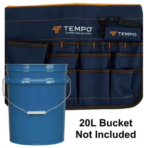 TEMPO PA9100 5-Gallon Bucket Tool Bag - 600D Fabric Bucket Tool Organizer  with PVC coating - 30 pockets, 9 slots (2023 Model)